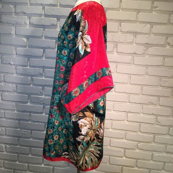 Vintage Mary McFadden Peacock Caftan Kaftan Dress Medium - Picture 3 of 8
